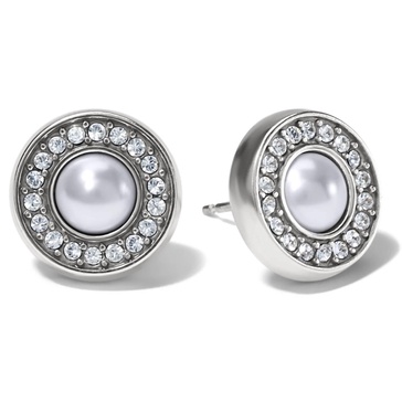 women's meridian pearl post earrings in silver-pearl