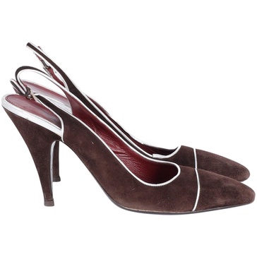 slingback pumps in brown suede