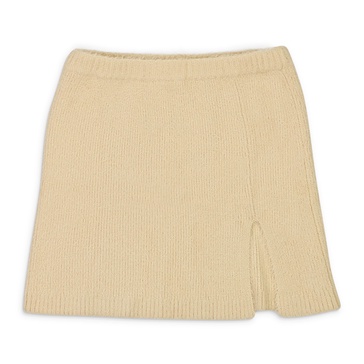 furry beige mini skirt