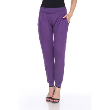 women's harem pants in purple