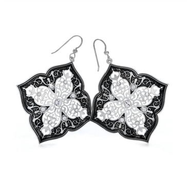 women's theodora statement earrings in silver-black