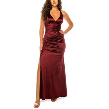 juniors womens satin strappy evening dress