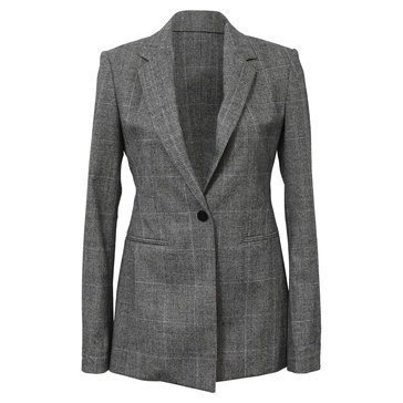 single-breasted plaid slim-fit blazer in grey wool