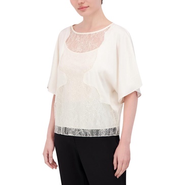 womens satin lace blouse