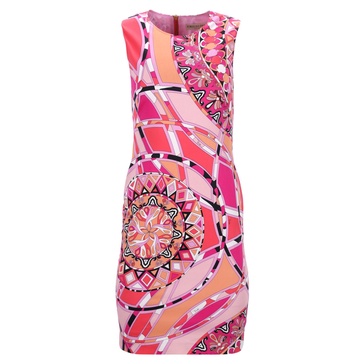 printed knee-length dress in pink cotton