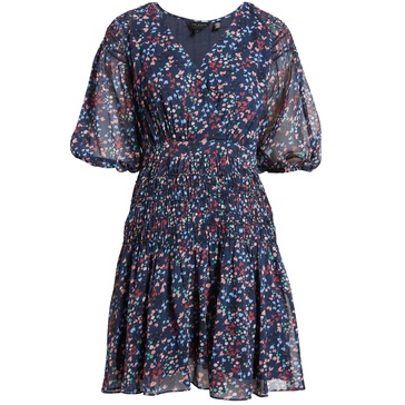 women's casidee heart print puff sleeve chiffon mini dress