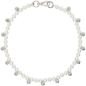 White Bell Charm & Pearl Necklace