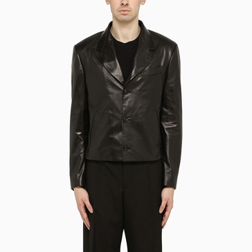 FERRAGAMO Elegant Black Leather Jacket - Single-Breasted