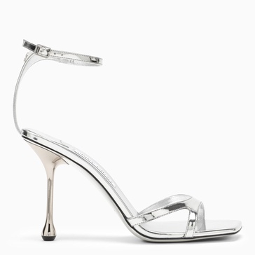 JIMMY CHOO Square Toe Metallic Leather Sandal for Women