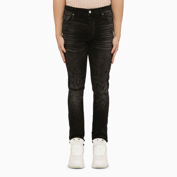 Amiri Faded Black Distressed Skinny Jeans