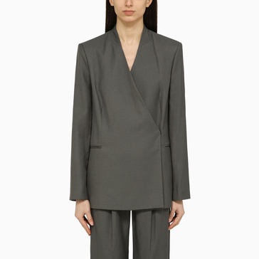 Loulou Studio Sandyato Single Breasted Grey Viscose Blazer