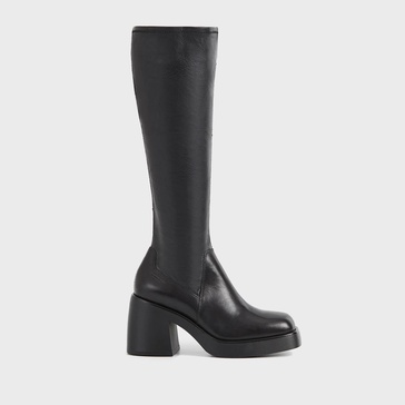 Vagabond Brooke Stretch Leather Heeled Knee High Boots - UK 3