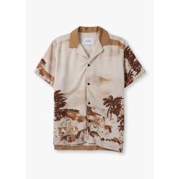 Mens Coastal Aop Shirt In Terracotta