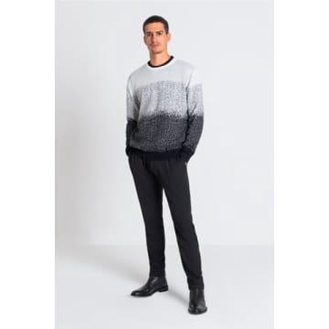 Black White Faded Knitted Jumper