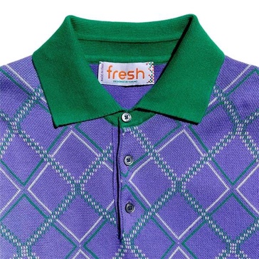 Argyle Extra Fine Crepe Cotton Knitted Polo In Purple