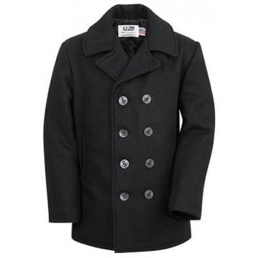 Schott Nyc Iconic U.s. Navy Peacoat Made In Usa Black