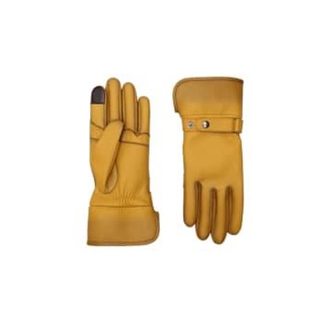 Hooper gloves - Alpaca lining - touch finger - goat leather - yellow beige patina