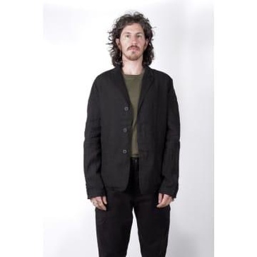 Regular Fit Linen Blazer Black