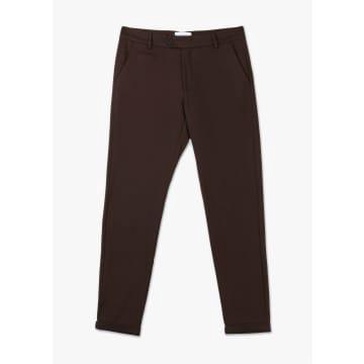 Mens Como Herringbone Suit Pants In Ebony Brown