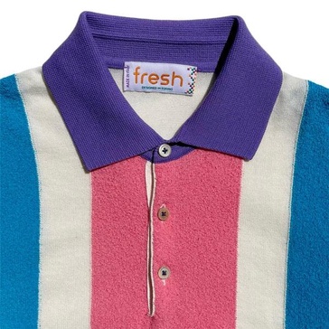 Fripp Extra Fine Crepe Cotton Knitted Polo In Blue And Pink