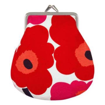 12 x 13cm White and Red Cotton Mini Unikko Purse