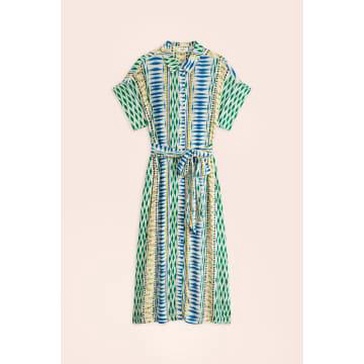 Green Geo Ethnic Print Cara Shirt Dress