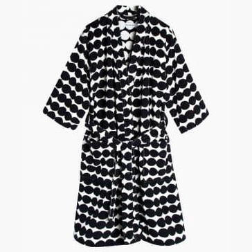 Black and White Räsymatto Bathrobe Gown