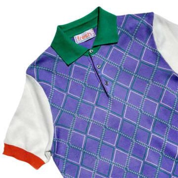 Argyle Extra Fine Crepe Cotton Knitted Polo In Purple