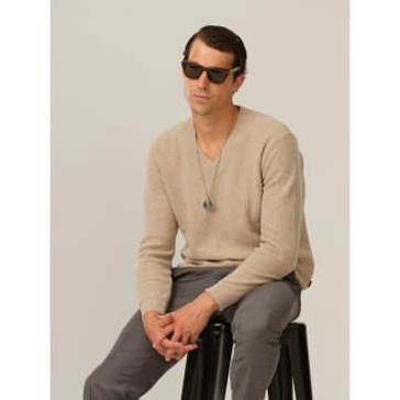 Iv W Rib V Neck Jumper Col: 20 Sand