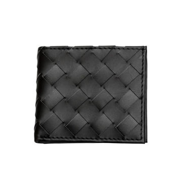 Plaited Black Leather Card Wallet