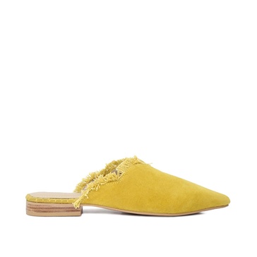 Molly Mustard Frayed Leather Mules