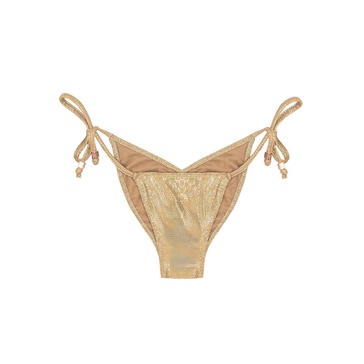 Gold Metallic Shine Tie-Side Bikini Bottom Gisele