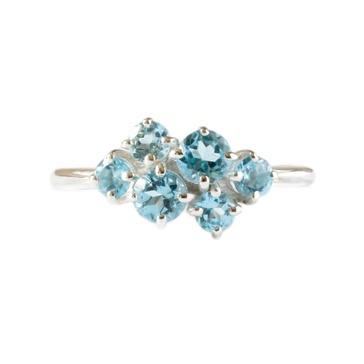 Blue Topaz Cluster Ring - Silver