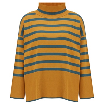 Fei High Neck Pullover Organic Cotton Knitwear Sweater - Mustard