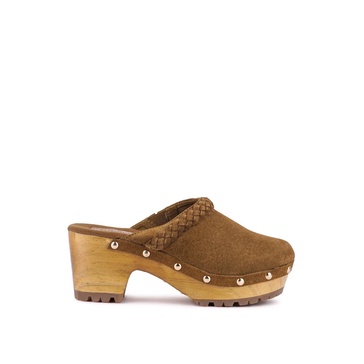 Inca Tan Fine Suede Leather Clogs