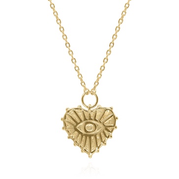 Ines Heart Eye Pendant Necklace | Gold Plated