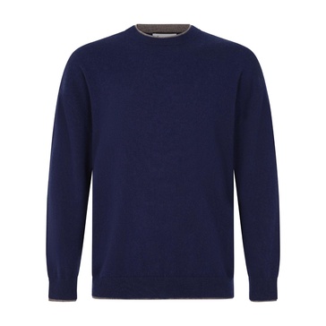 Mens Cashmere Crew Neck Sweater In Midnight Blue