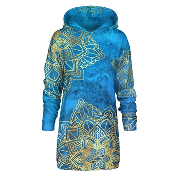 Blue Boho Hoodie Oversize Dress