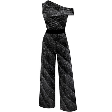 Mexican Wave Black & Silver Velvet Jumpsuit