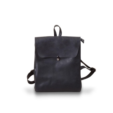 Handmade Genuine Leather Slim Backpack - Black