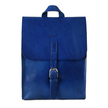 Leather Backpack In Cuoio Blue