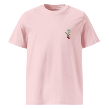 Cotton Pink Daisy Garden Dystopia Organic Cotton Embroidered T-Shirt - Men