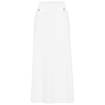 Vivien Midi Flared Knit Skirt In Ecru