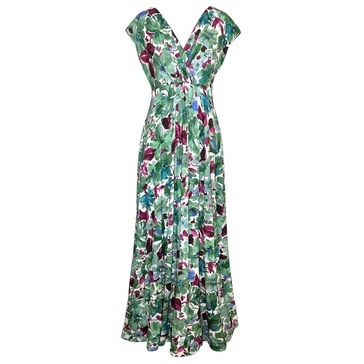 Sophia Maxi Dress In Paradise Green Floral Print