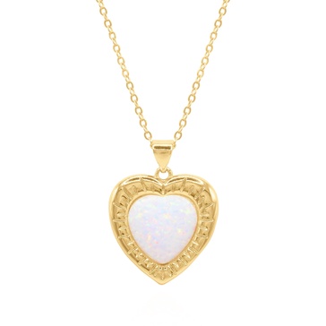 Cora Opal Heart Necklace | Gold Plated