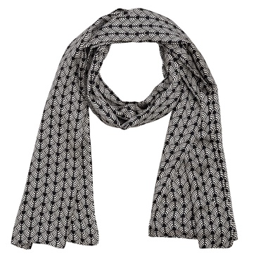 Phoebe Satin Scarf In Art Deco Black And White