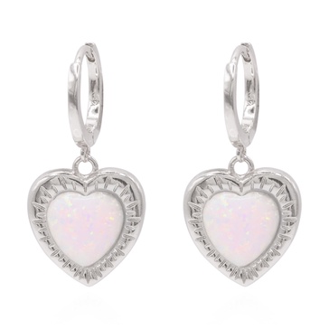 Adore Opal Heart Huggies | Sterling Silver