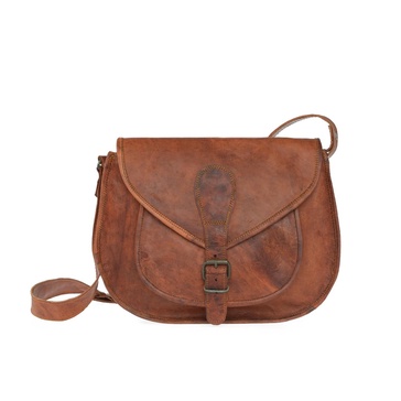 Vida Vintage Leather Saddle Bag Large