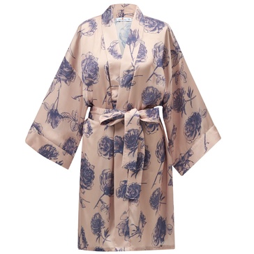 Rosa Satin Short Kimono - Dark Powder/ Purple