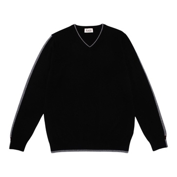 Men's V Neck Sweater In Black